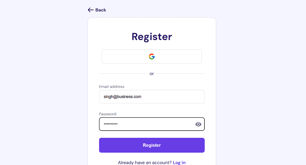 Create account in hostinger 